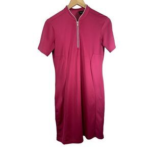 GALVIN GREEN Women's Miranda Zipper Pullover Golf Dress Pink Size Small